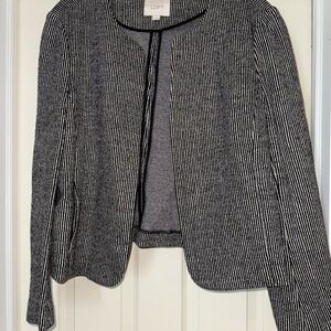 LOFT Women's Striped Black and White Blazer